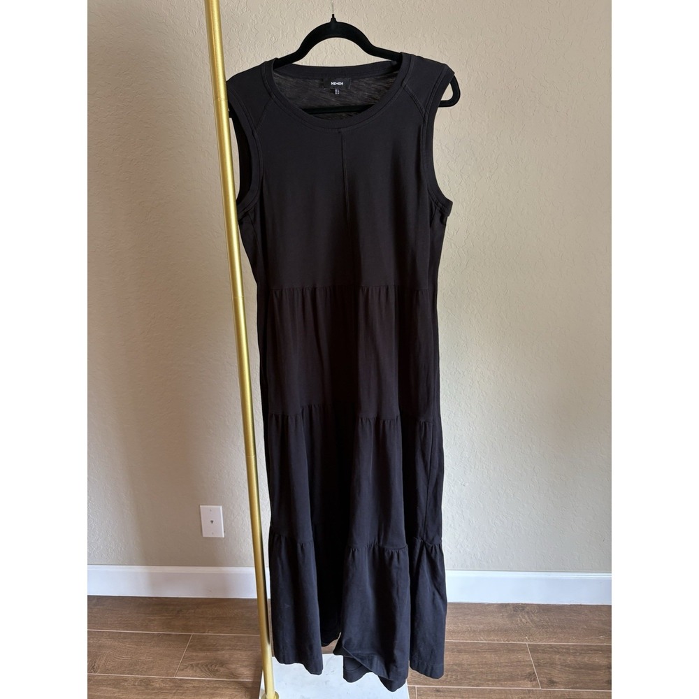 ME+EM Women's Cotton Tiered Maxi Dress Size 10 Black Quiet Luxury Minimalist